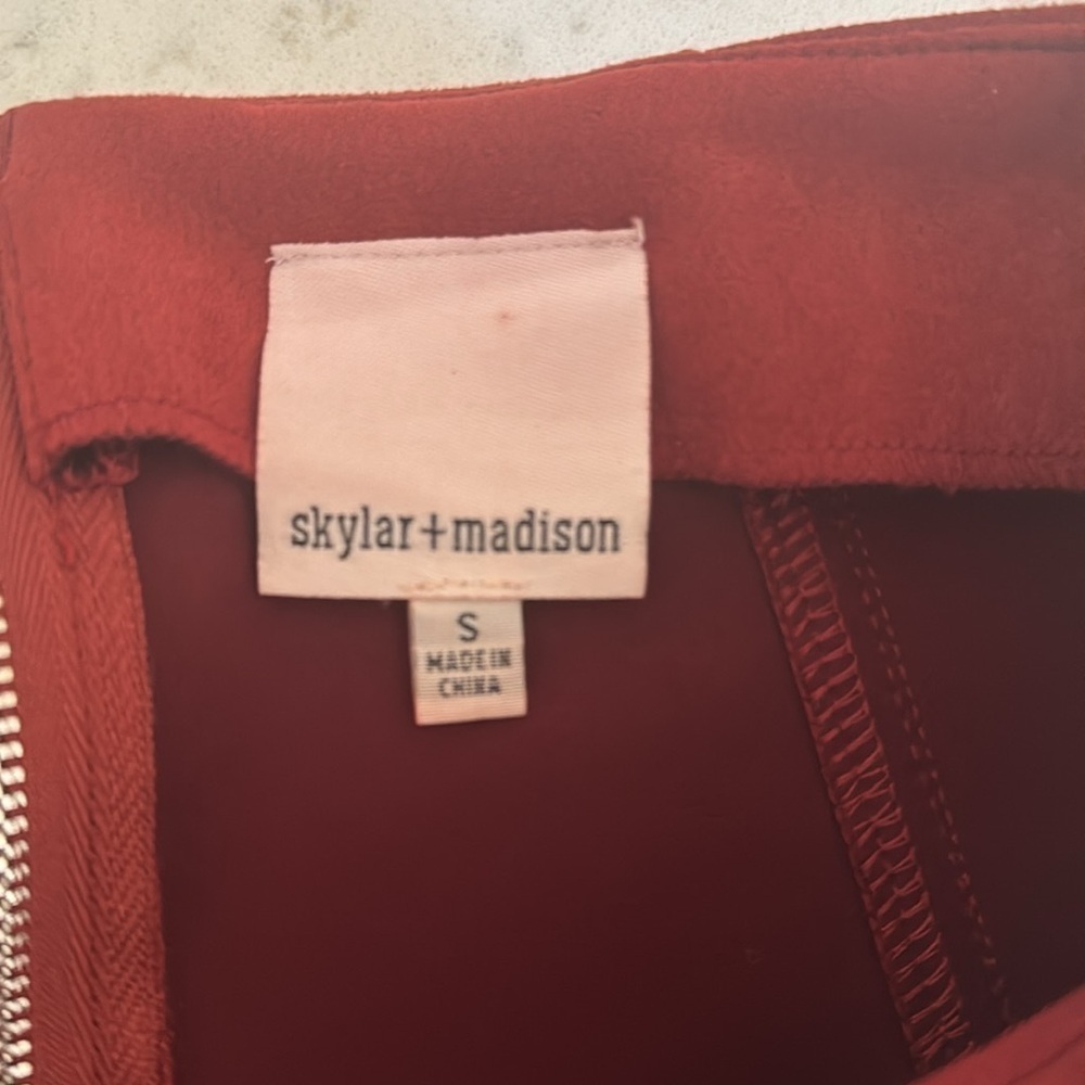 Skylar + Madison Faux Suede Rust Red Skirt - Picture 4 of 5